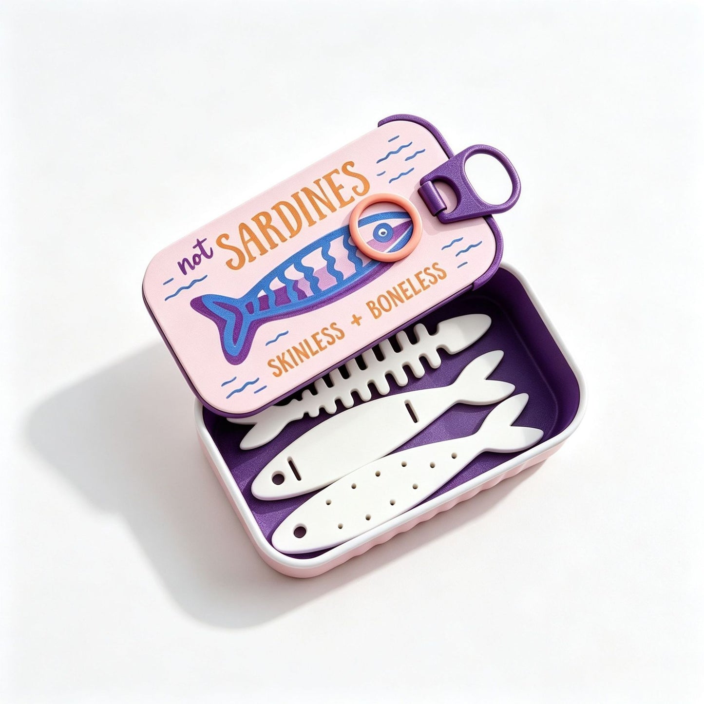 Sardines Travel Jewelry Case with 3 Fish-Shaped Holders