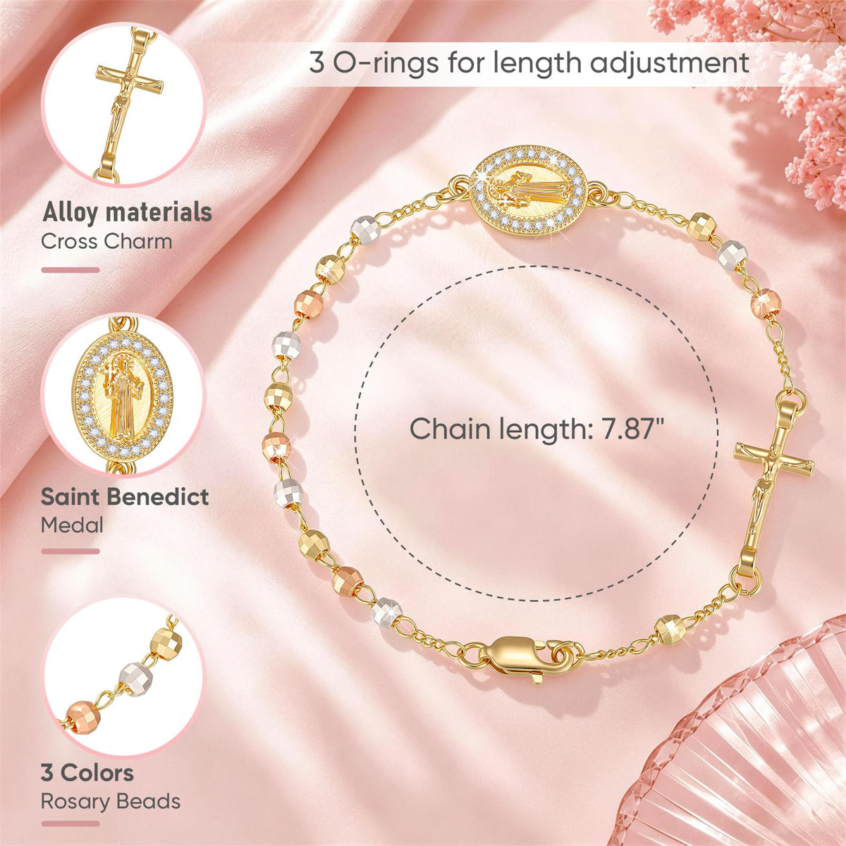Catholic Crucifix Gifts Rosary Bracelet for Women