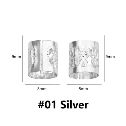 Silver Aluminum Dreadlock Cuffs, Adjustable Hair Rings for Braids