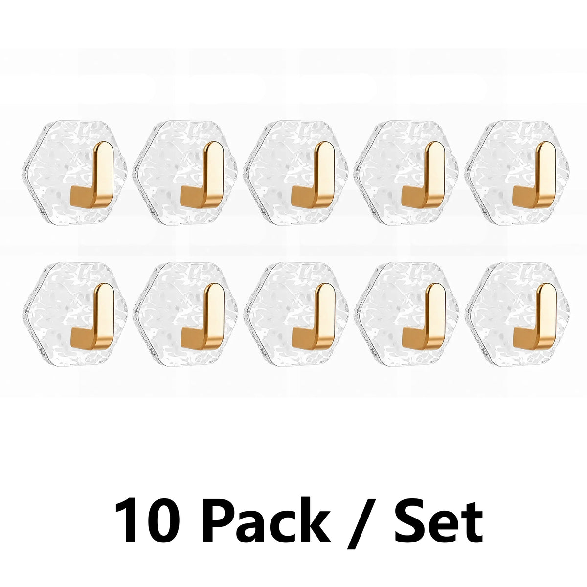 Heavy-Duty Self-Adhesive Hexagonal Ripple Hooks, 10-Pack