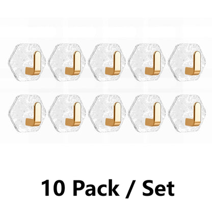 Heavy-Duty Self-Adhesive Hexagonal Ripple Hooks, 10-Pack