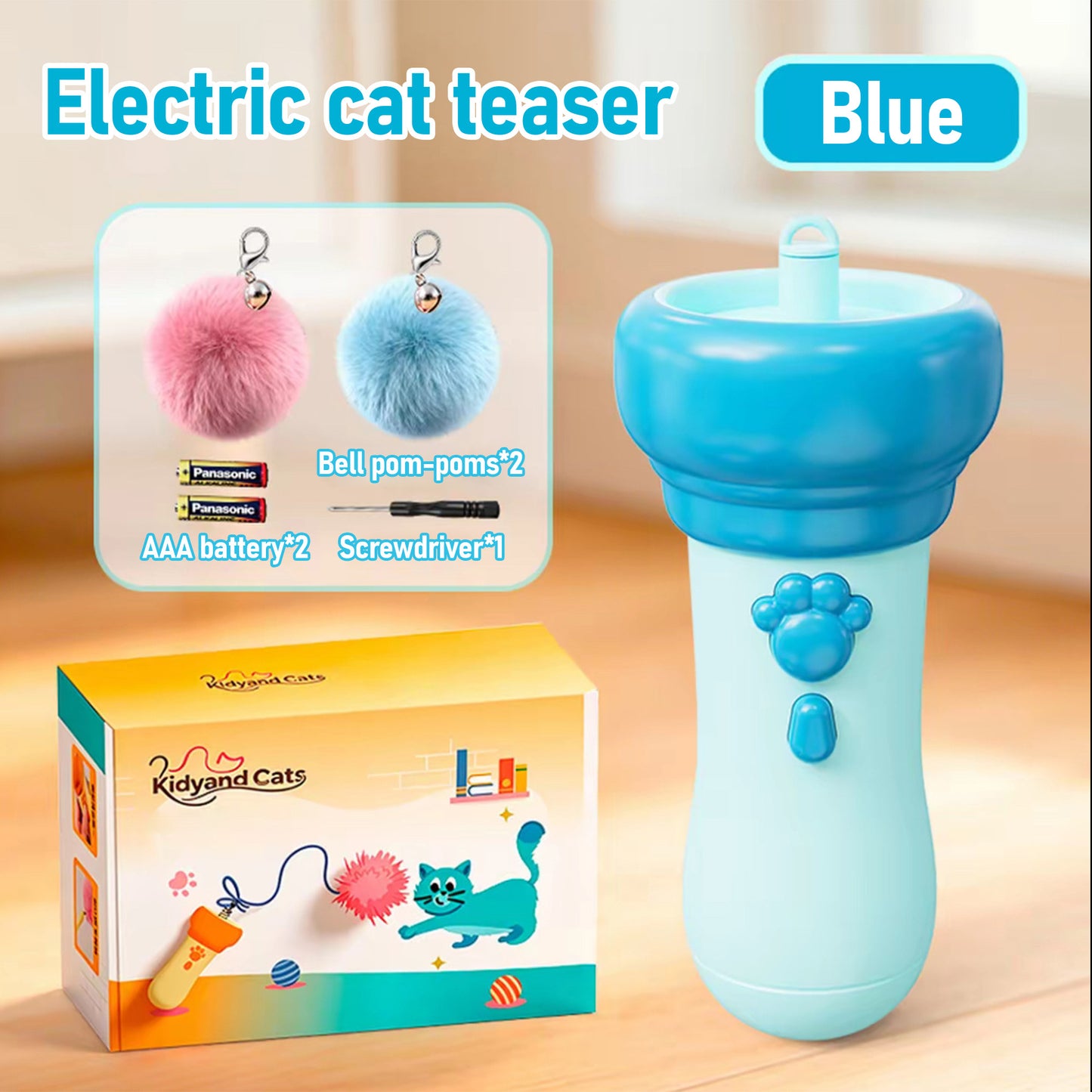 Cat Balls Fetch Toy with Retractable Rope and Fuzzy Ball