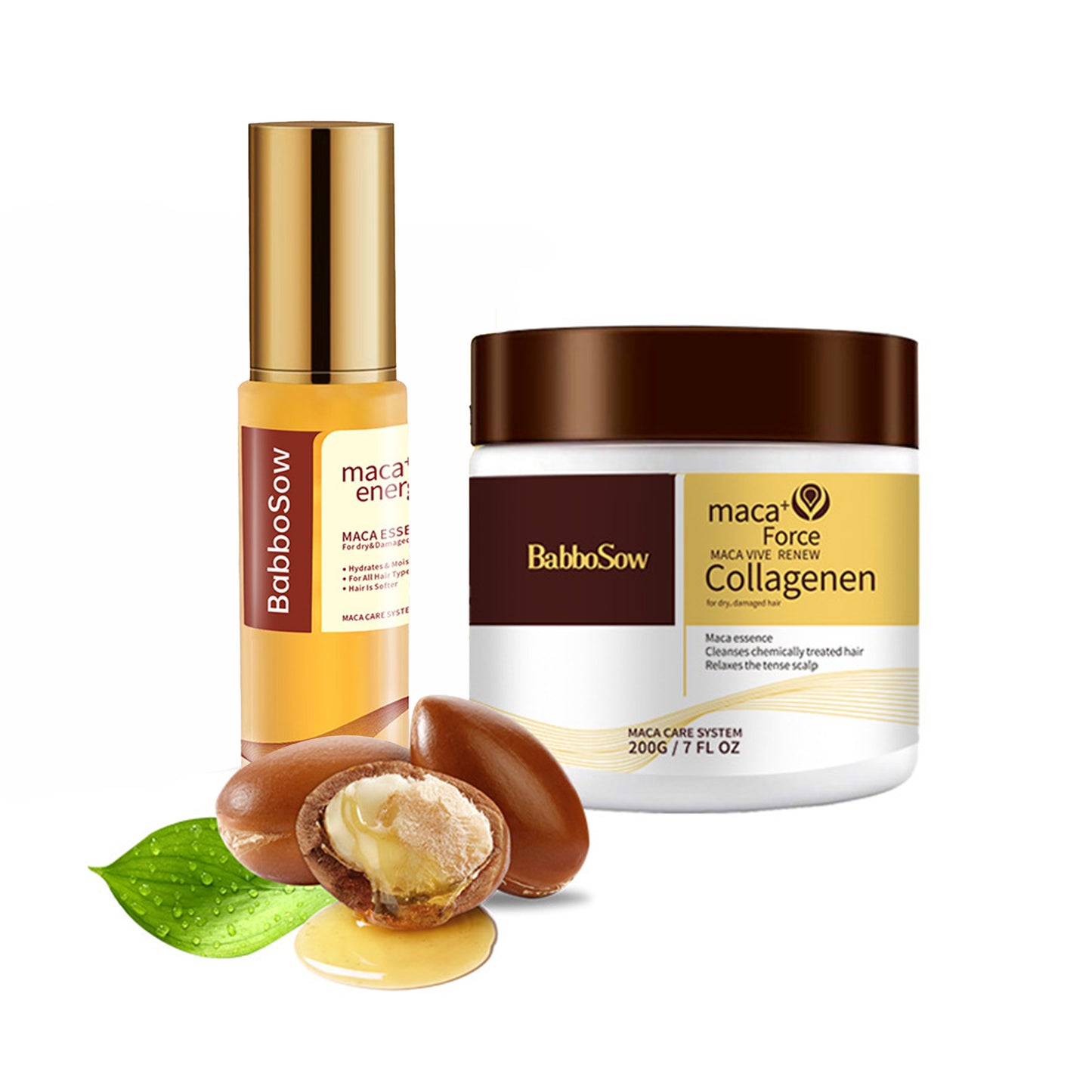 Collagen Hair Mask and Moroccan Argan Oil Hair Serum Set