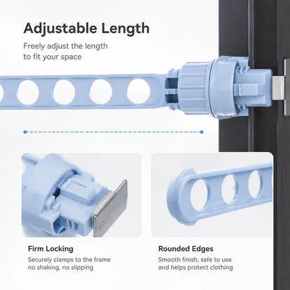 Adjustable Window Frame Mounted Clothes Drying Rack with 5 Hanging Holes