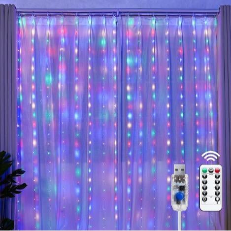 Super-Bright 300 LED Curtain Fairy Lights, 9.8x9.8ft Christmas Decorations