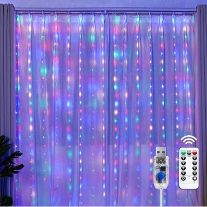 Super-Bright 300 LED Curtain Fairy Lights, 9.8x9.8ft Christmas Decorations