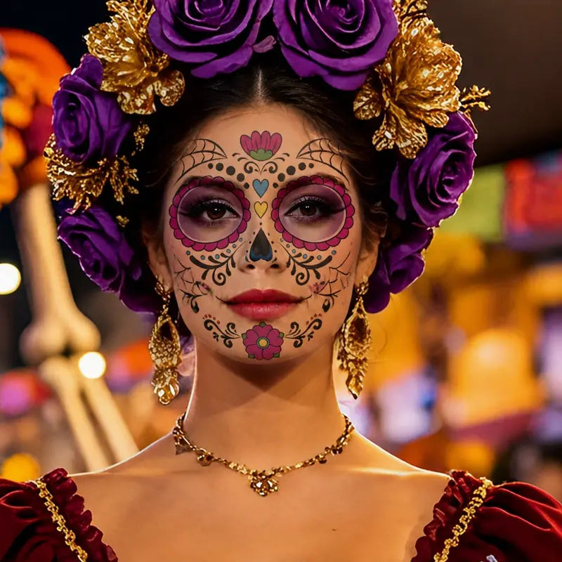 Mexican Day Of The Dead Temporary Facial Tattoo Stickers