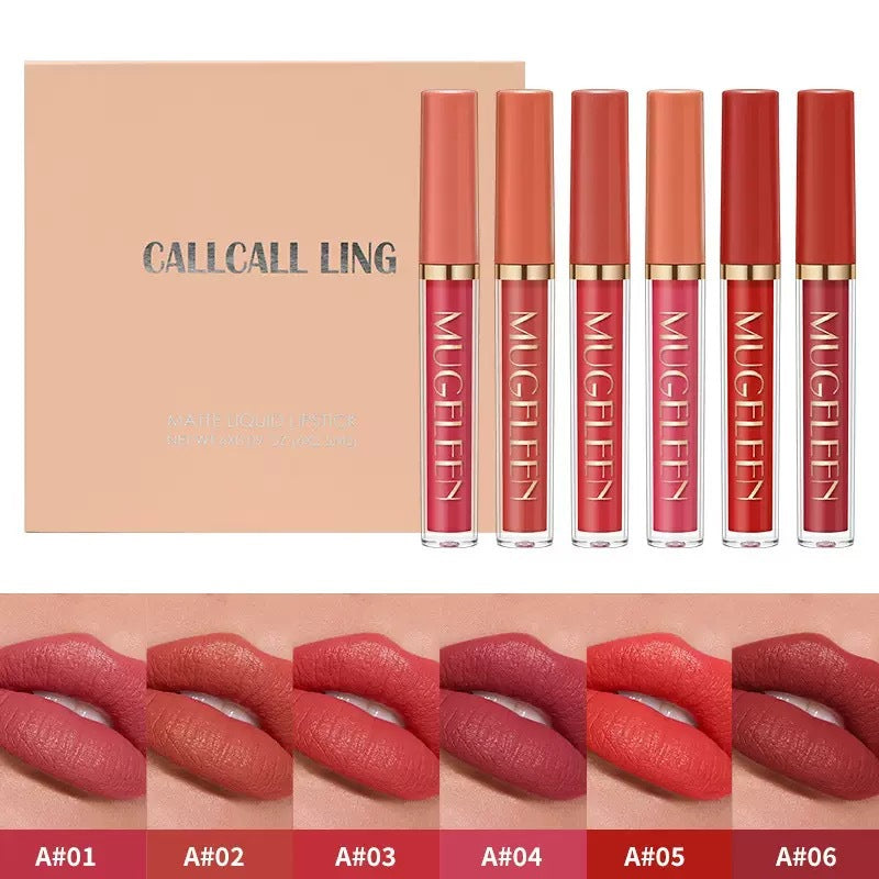 6Pcs Matte Liquid Lipstick Set Long Lasting Waterproof