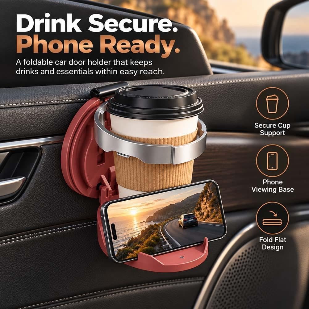 Multifunctional Foldable Car Door Cup Holder