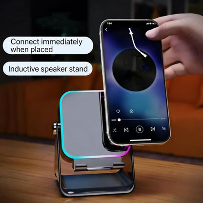 4-in-1 Foldable Phone Stand Speaker with Wireless Induction