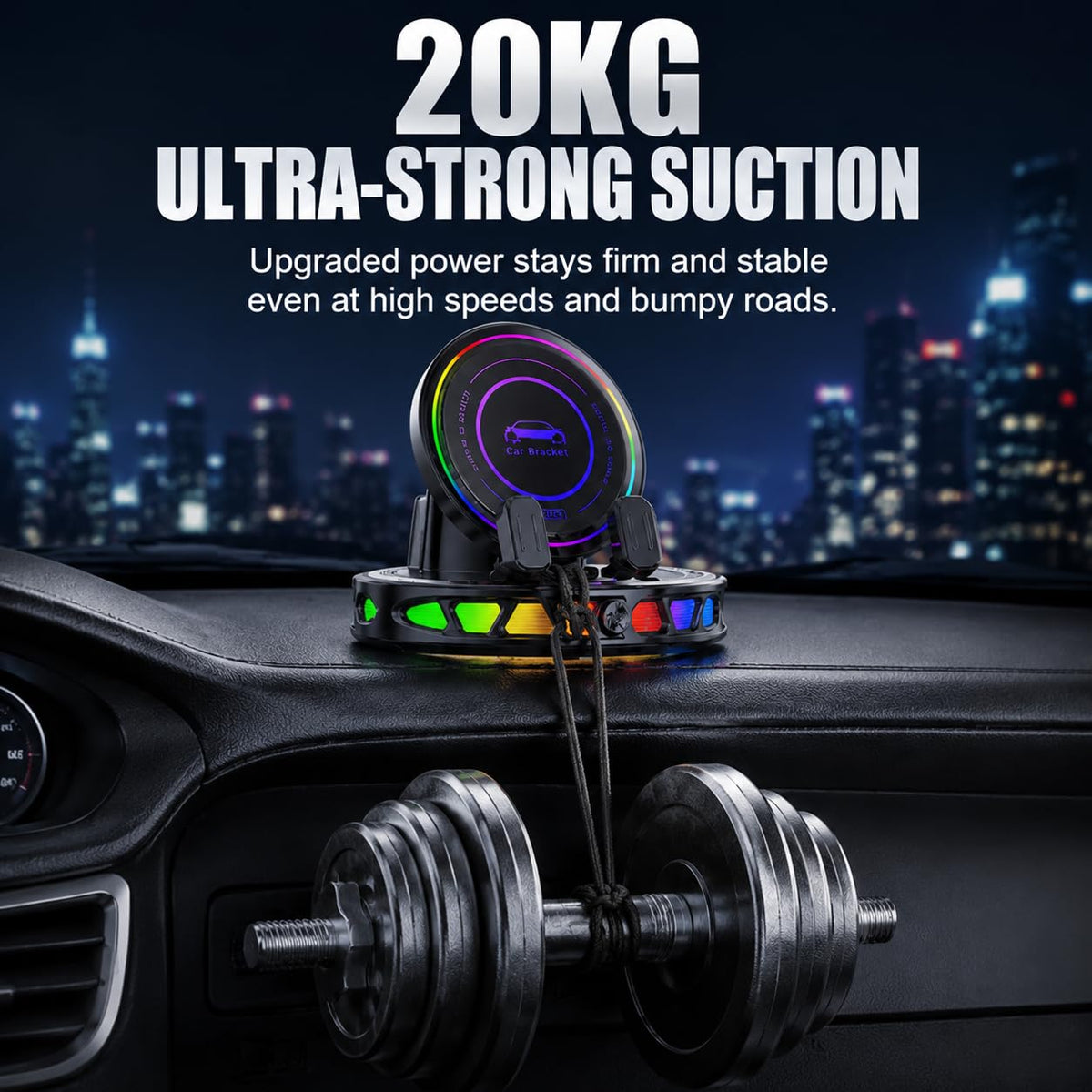 15W MagSafe Car Mount Charger with 7-Color RGB Light