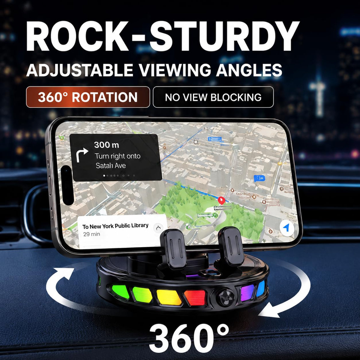 15W MagSafe Car Mount Charger with 7-Color RGB Light