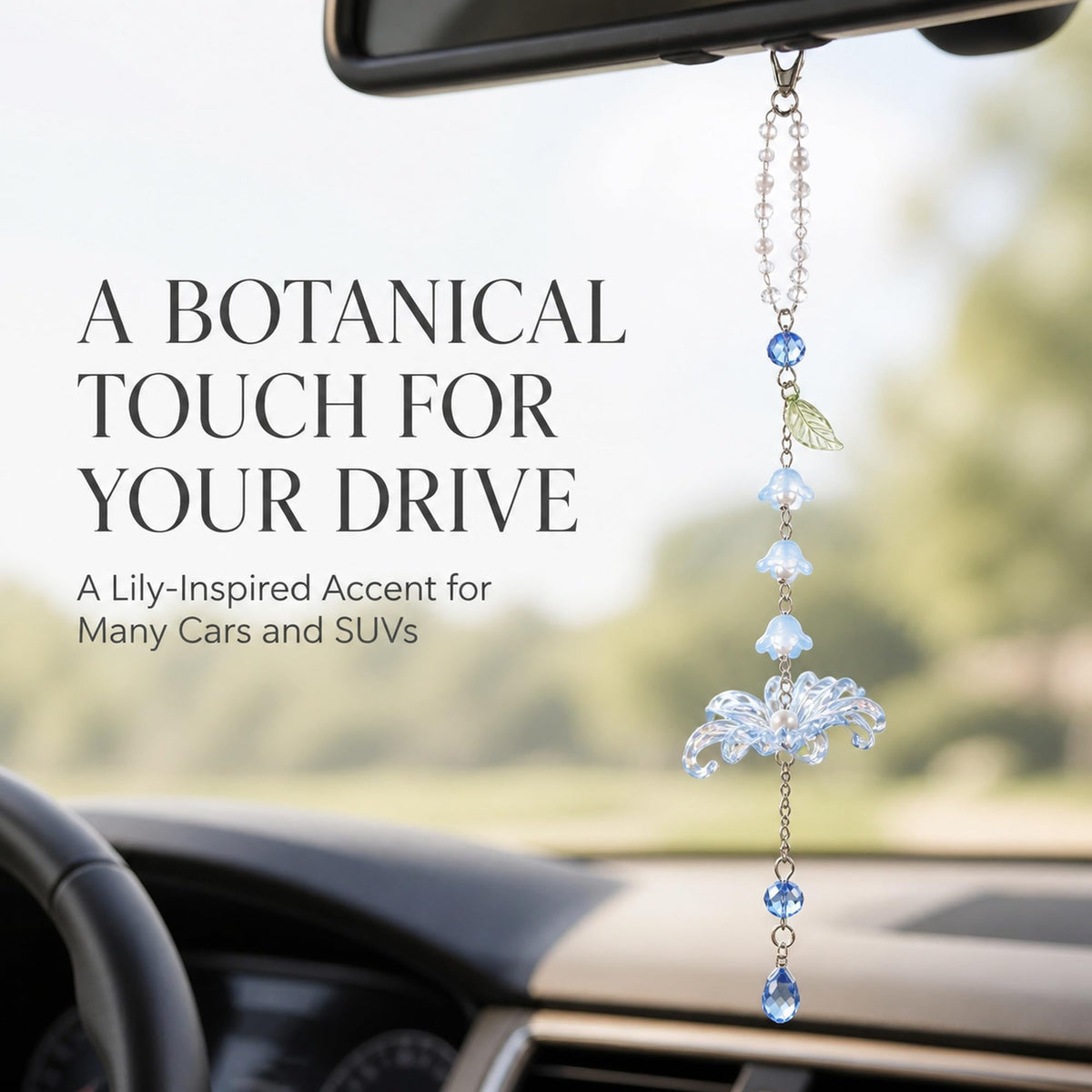 Floral Lily Car Charm for Rearview Mirror