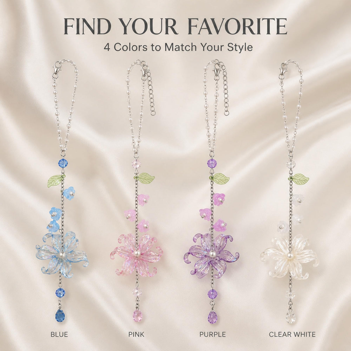Floral Lily Car Charm for Rearview Mirror
