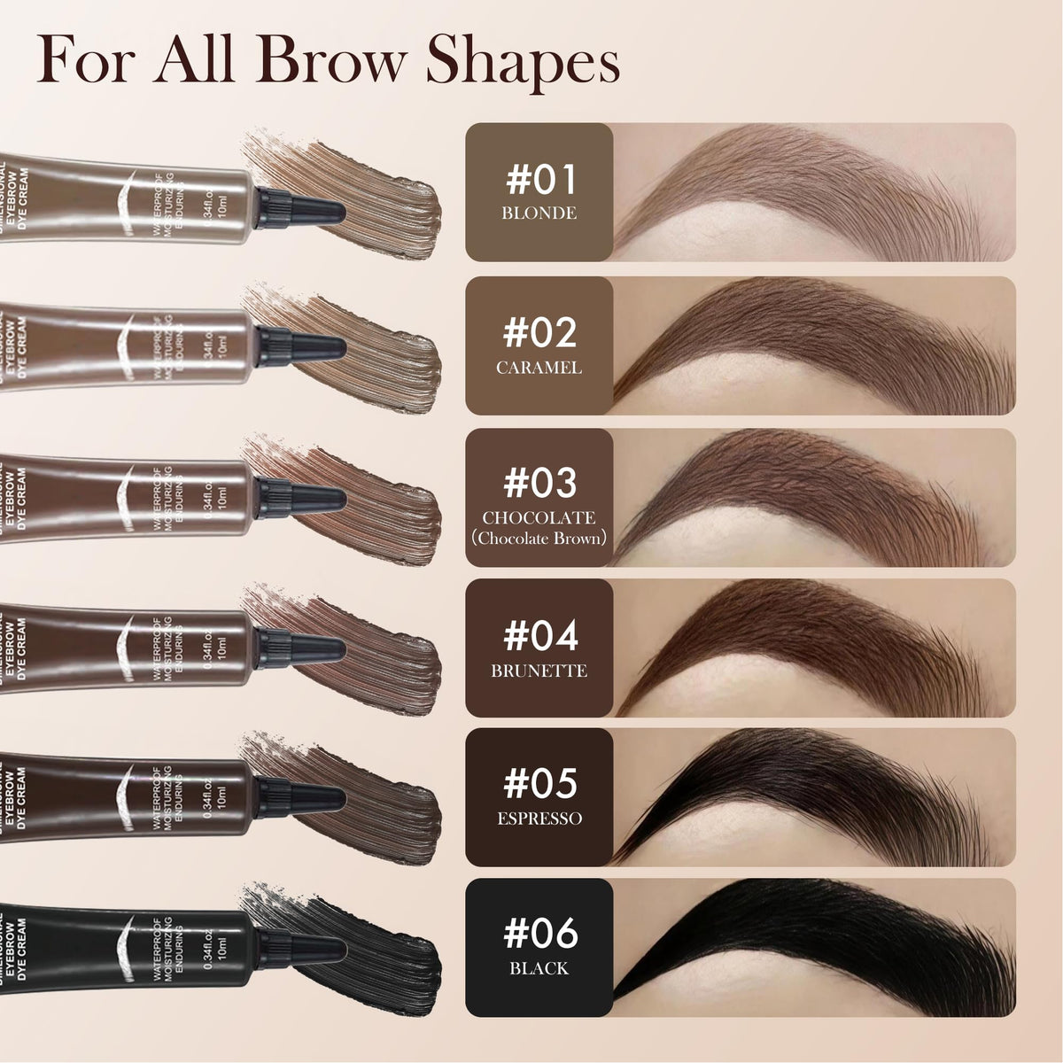 Eyebrow Dye Cream, Brow Tint Waterproof and Volumizing Long Lasting