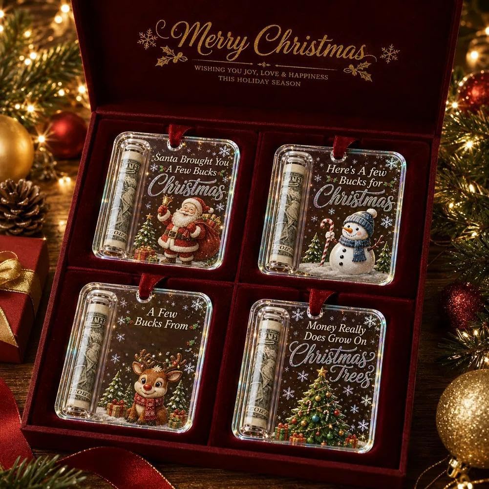 4 Pcs Set Acrylic Clear Christmas Money Holder for Cash