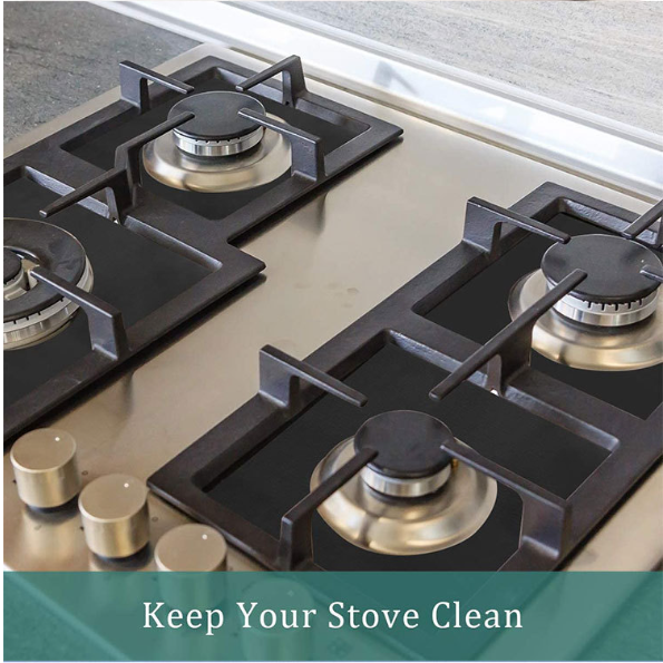 4 Pack Gas Stove Burner Covers — Thick, Non-Stick, Reusable Stove Liners