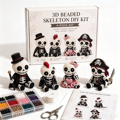 3D Beaded Skeleton DIY Kit  for Adults Beginners, Halloween Decor Gift