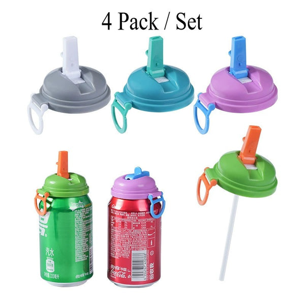 Soda Can Lids 4-Pack - BPA-Free Reusable Leakproof Lids Set