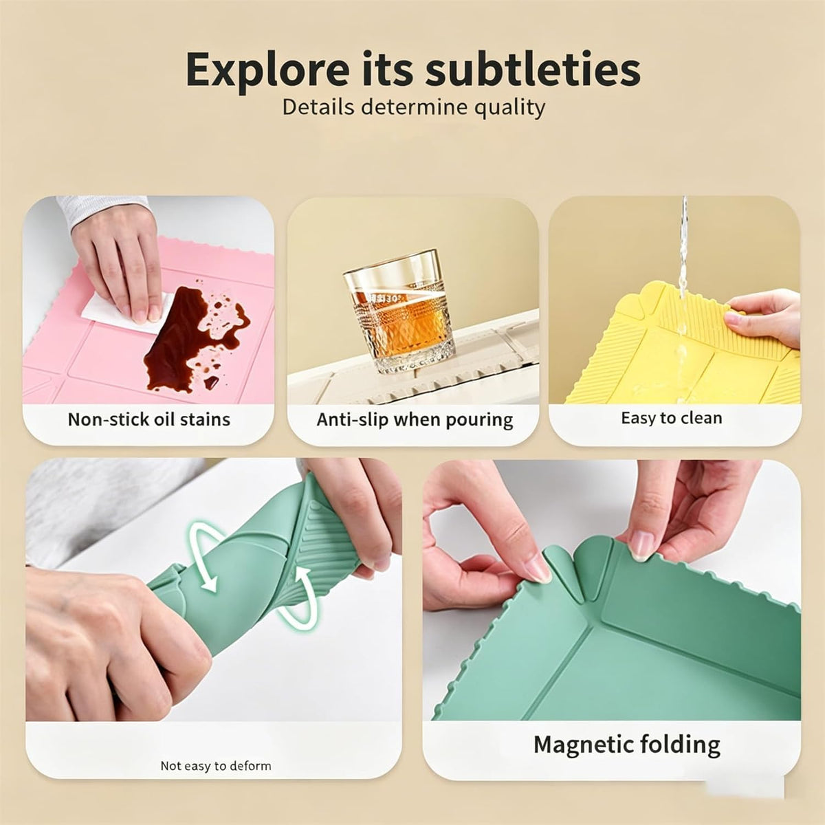 2-in-1 Magnetic Silicone Mat & Foldable Serving Tray