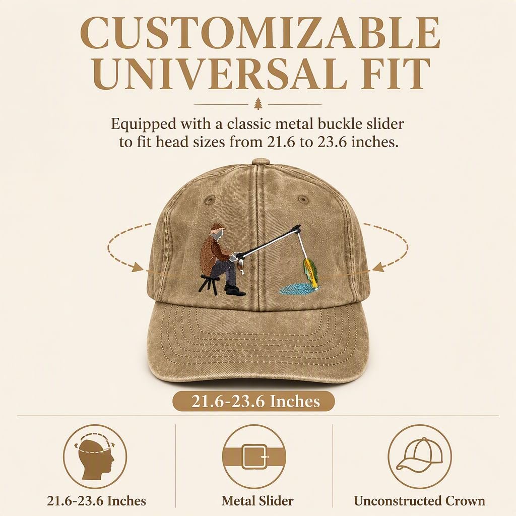 Embroidered Fisherman Hat with Pull-Up Glass Fish