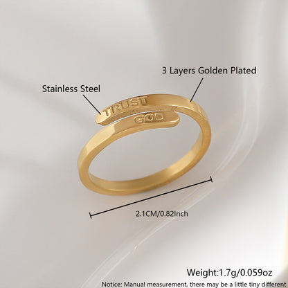 3 Pack "Trust God" Cross Ring– Adjustable Stainless Steel Religious Faith Ring