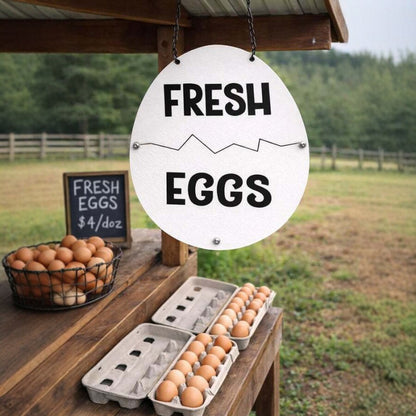 Farm Fresh (Sold Out) Eggs Metal Sign - Rustic Farmhouse Decor for Coop & Market
