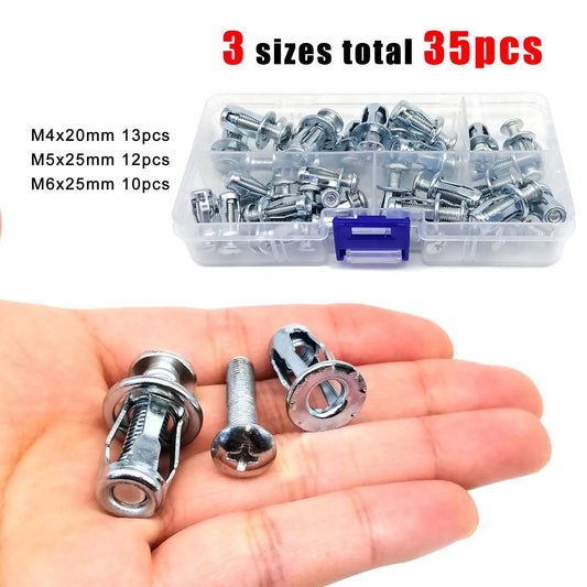 35 Pcs Button Rivet Locking Nuts Set