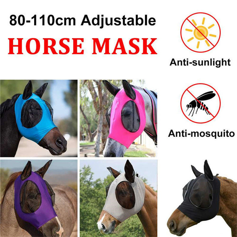 Stretchy Horse Fly Mask with Extra-Large Eyes & Mane Opening – Soft, Breathable
