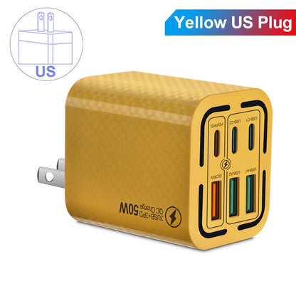50W 6-Port USB & Type-C Charging Block Suitable for All Smartphone
