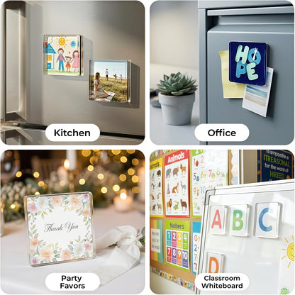 10 Pcs Square Acrylic Fridge Magnet Making Kit for Crafts, Classroom, Gifts & Home Decor