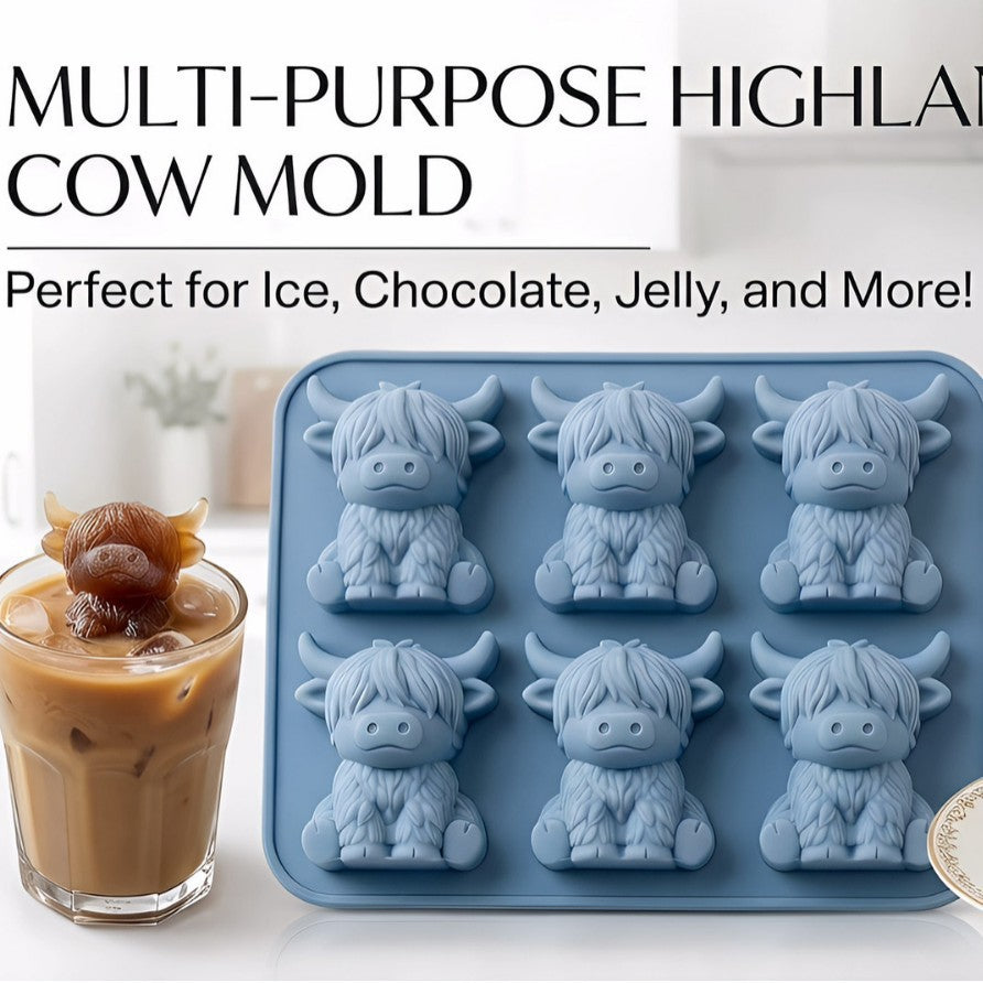 3D Cute Cattle Silicone Ice Cube Mold for Whiskey Cocktails Beer Coffee and Drinks Party
