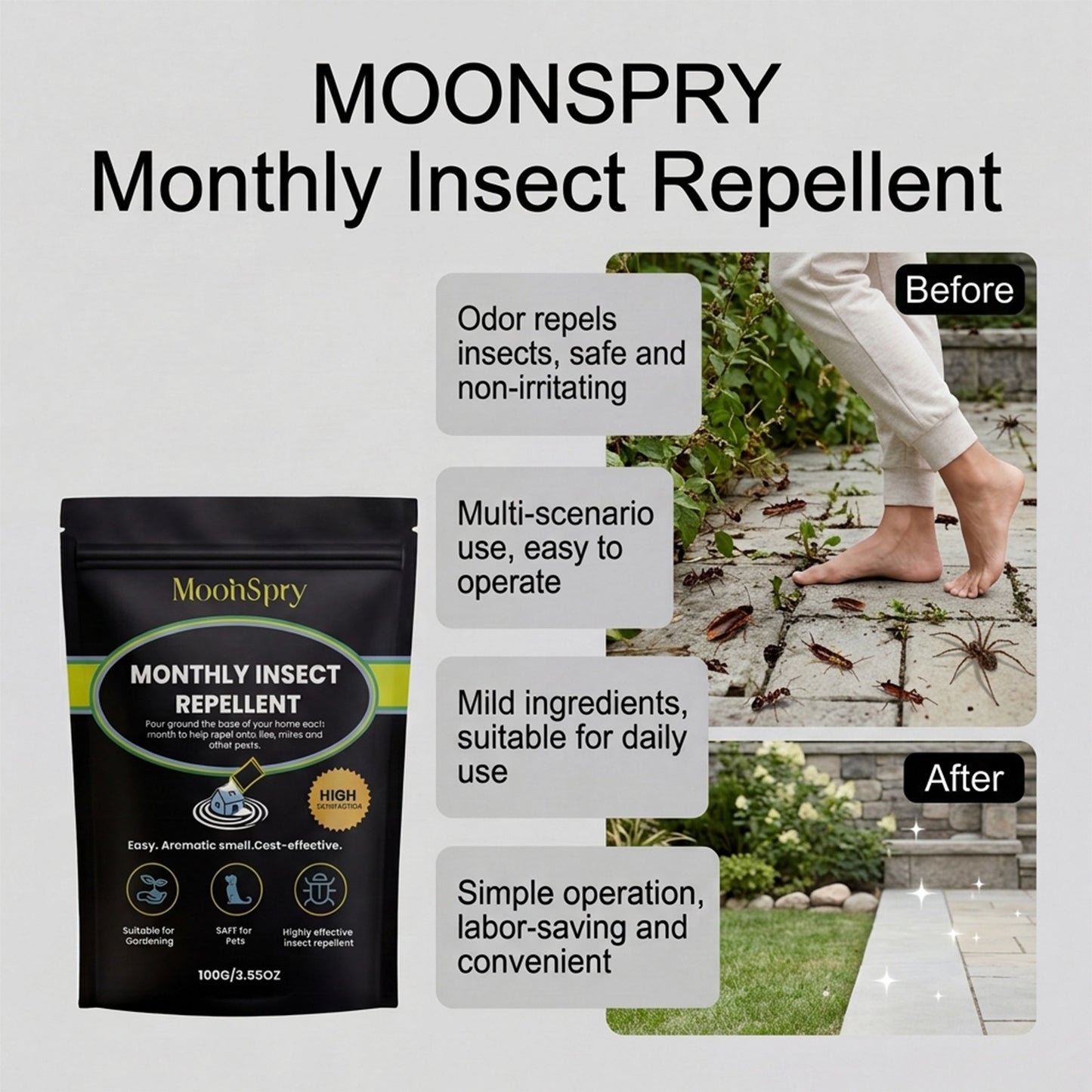 Insect Deterrent Multi-Purpose Natural Repellent for Outdoors,Deters Ants, Ticks, Fleas & Others