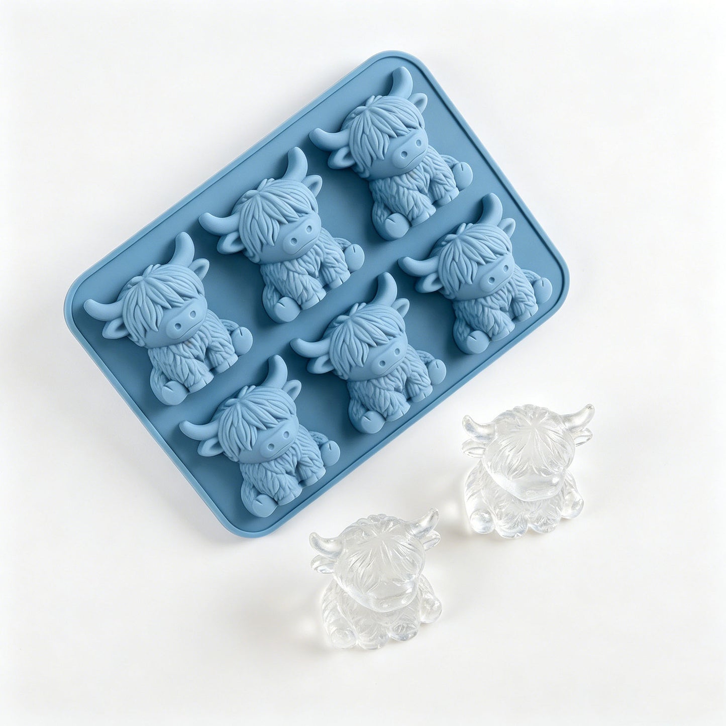3D Cute Cattle Silicone Ice Cube Mold for Whiskey Cocktails Beer Coffee and Drinks Party
