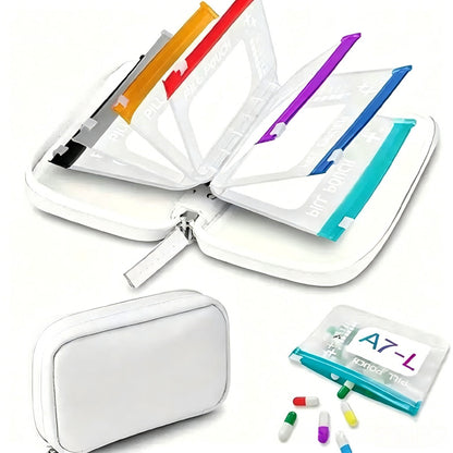 Reusable Bag with Transparent Pockets, Daily Supplement Organizer, Portable Pack with Secure Zipper