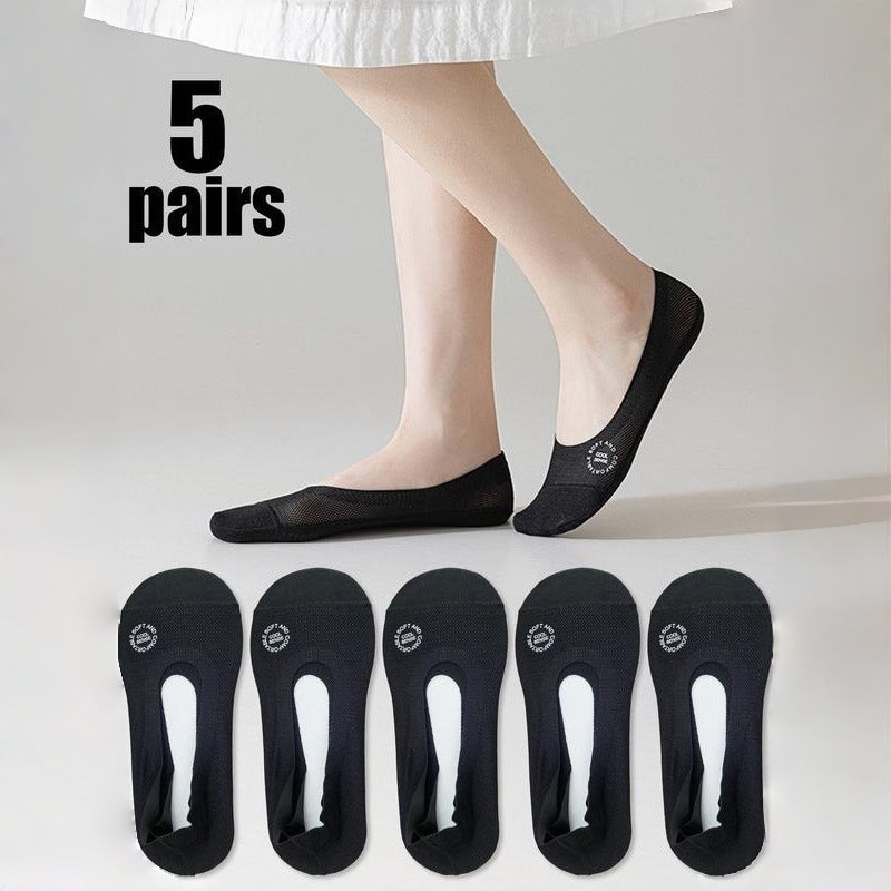 5 Pairs Ultra Thin Liner Socks Non Slip No Show Socks Womens Lightweight Breathable