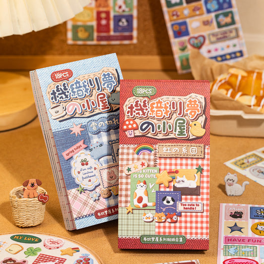 18 Sheets Cloud & Rainbow Embroidery Stitched Sticker Set for Journal/Planner/Scrapbooking