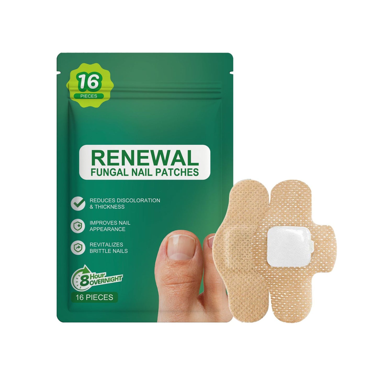 16 PCS Nail Patches for Toenail Repair Support for Damaged, Thick, or Yellow Toenails, Natural Formula