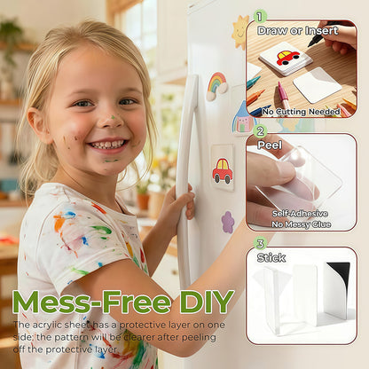 10 Pcs Square Acrylic Fridge Magnet Making Kit for Crafts, Classroom, Gifts & Home Decor
