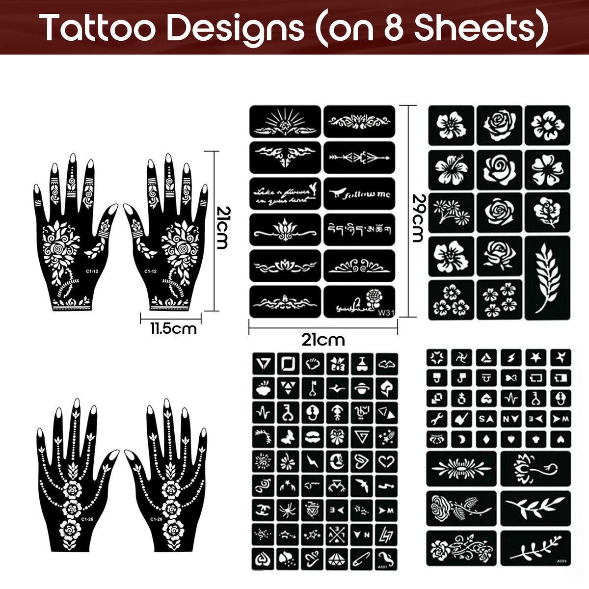 Henna Hand-Painted Body Tattoo Set