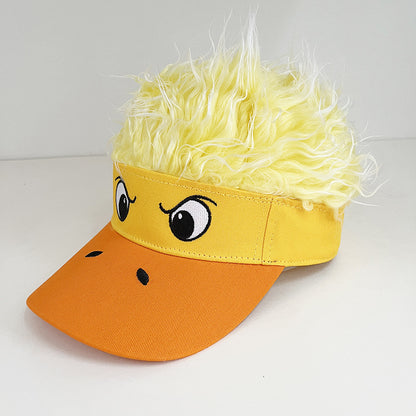 Visor Hat with Hair Funny Spiked Hair Wig Hat Novelty Adjustable Baseball Cap