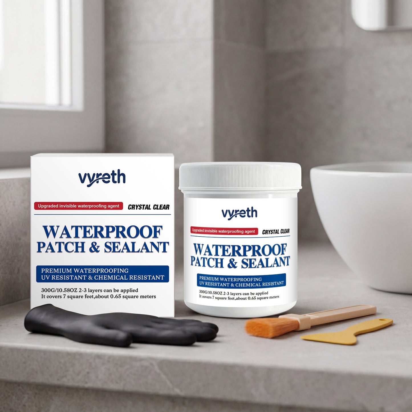 300ml Waterproof Coating for Indoor Outdoor Bathroom Kitchen Countertop Window Sills Walls Tile Roofs Garden Terraces
