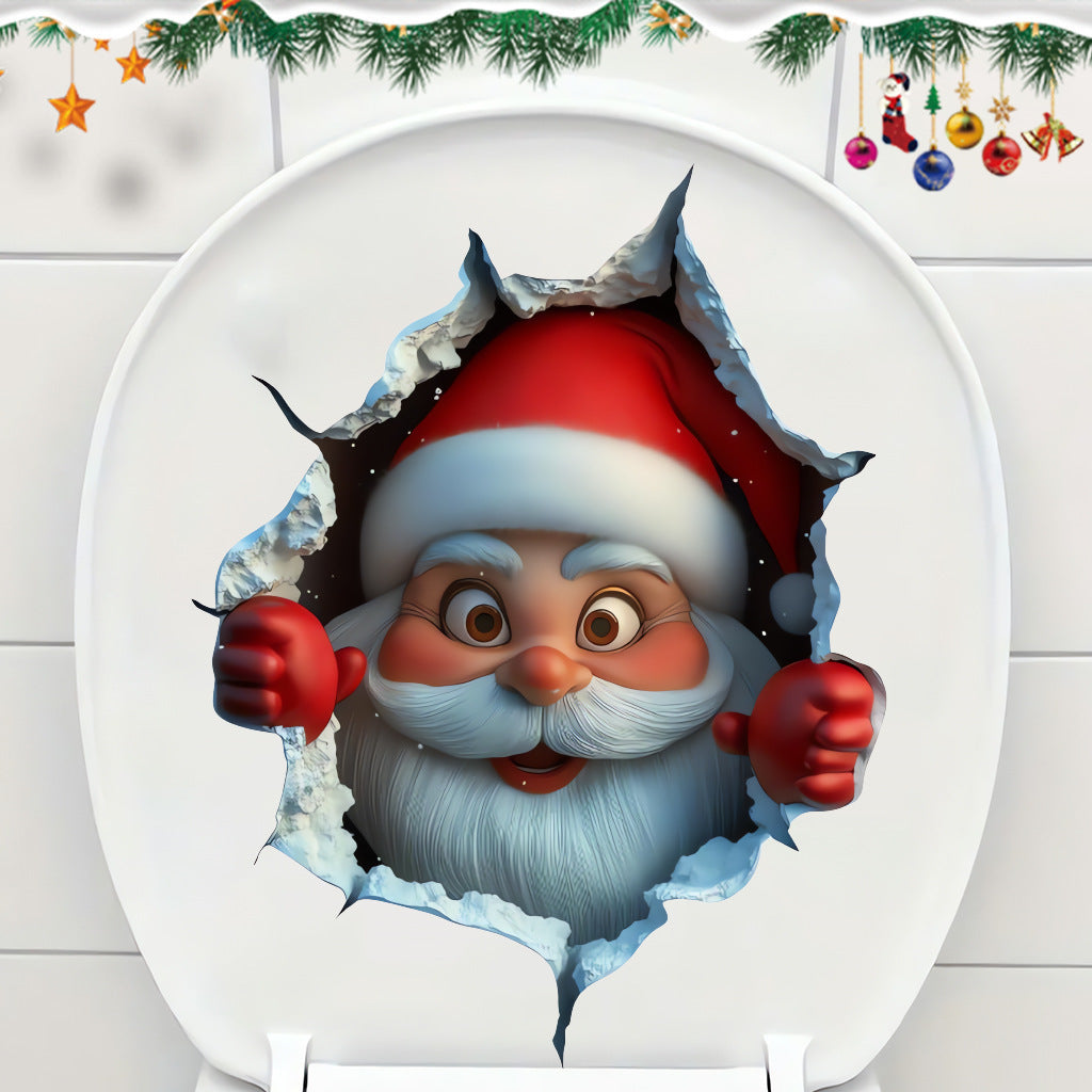 3D Christmas Wall Sticker Funny Cartoon Santa Wall Decal