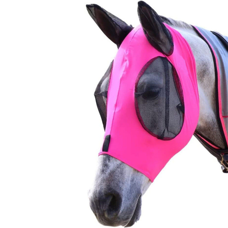 Stretchy Horse Fly Mask with Extra-Large Eyes & Mane Opening – Soft, Breathable