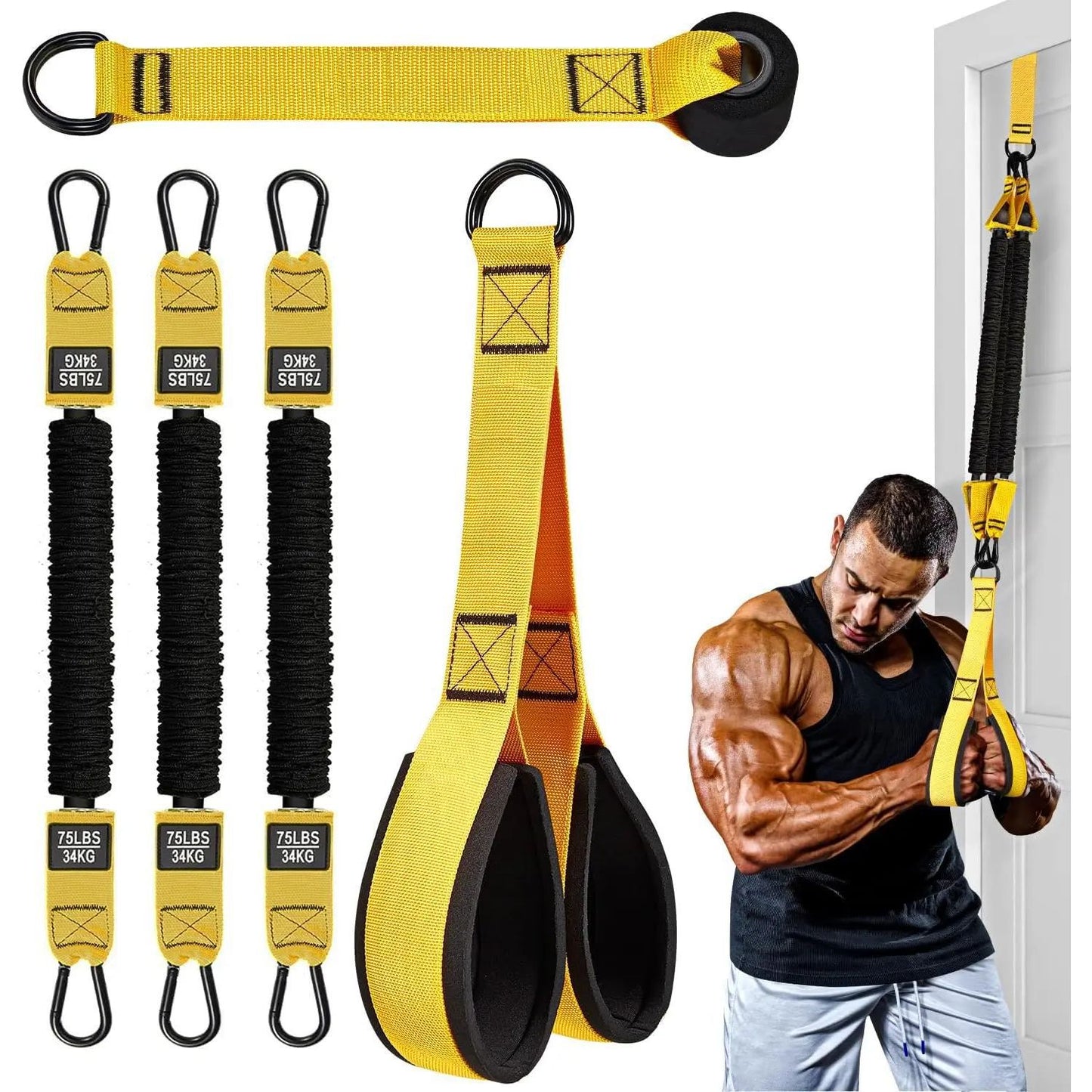 Resistance Bands with Handles, Exercise Bands with Door Anchor for Working Out