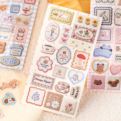 18 Sheets Cloud & Rainbow Embroidery Stitched Sticker Set for Journal/Planner/Scrapbooking