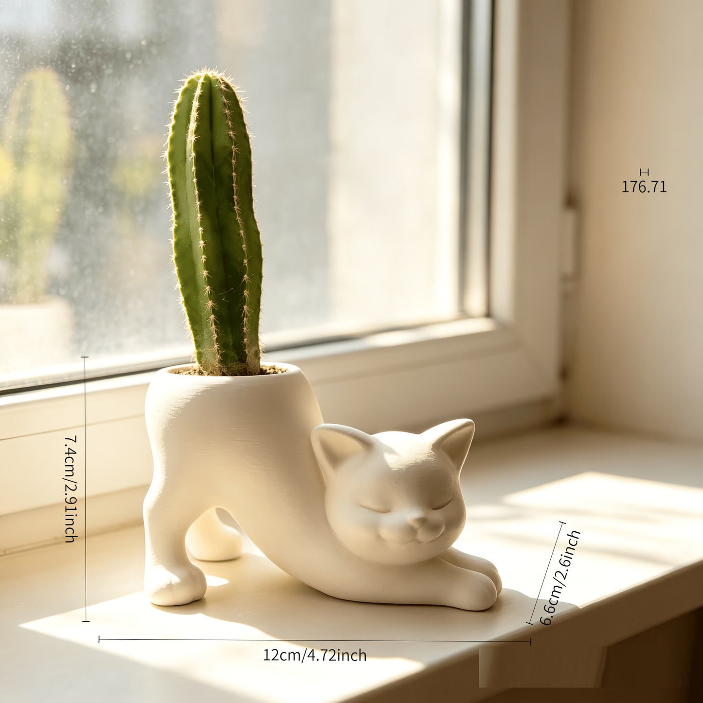 Cat Shaped Planter Pot for Indoor Windowsill Desktop Home Decor