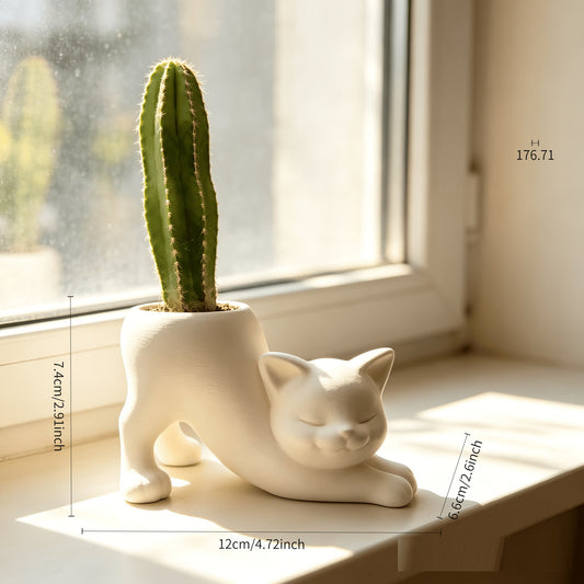 Cat Shaped Planter Pot for Indoor Windowsill Desktop Home Decor