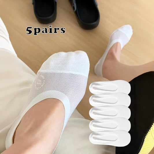 5 Pairs Ultra Thin Liner Socks Non Slip No Show Socks Womens Lightweight Breathable