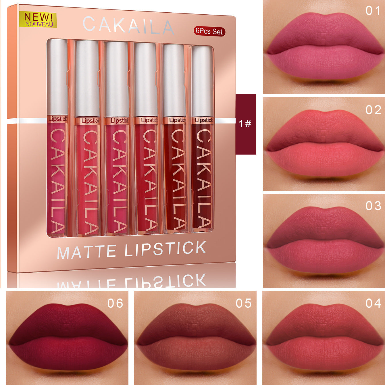 6 Pcs Matte Lipstick Set Long Lasting and Waterproof Lip Gloss
